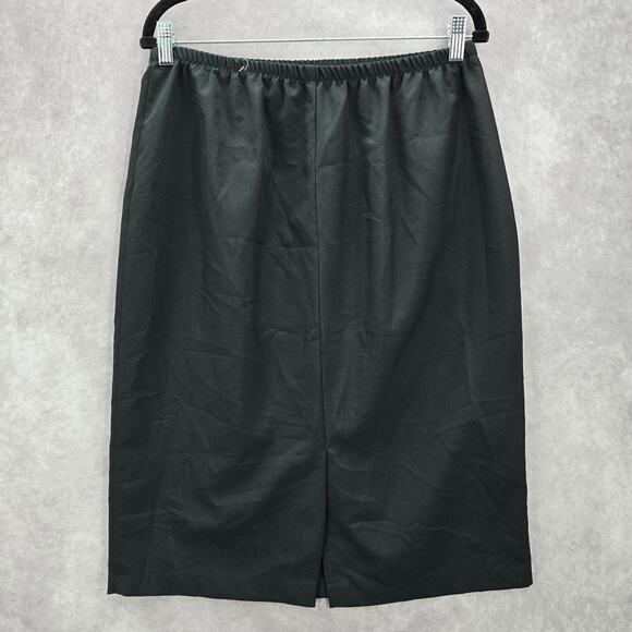 Black Pull On Knee Length Elastic Office Corporate Church Classic Skirt Size 14 - Picture 2 of 6